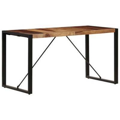 Retro Sheesham Wood Dining Table 55"x28" with Steel Legs