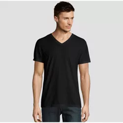 Hanes Premium Men's Short Sleeve Black Label V-Neck T-Shirt