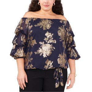 MSK Womens Off Shoulder Puff Sleeve Ruffled Blouse - 1 of 2