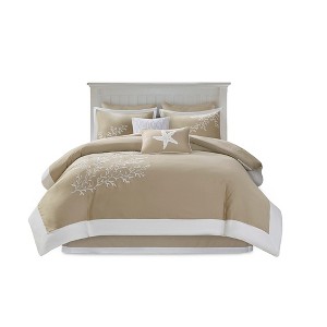 Gracie Mills Douglass 6-Peice Cotton Jaquard Comforter Set with Coral Embroidery - 1 of 4