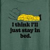 Women's - Peanuts - I Think I'll Stay In Bed Lightweight French Terry Wide Neck Long Sleeve Shirt - 2 of 4