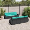 vidaXL 9 Piece Garden Sofa Set with Cushions Black and Blue Poly Rattan - 2 of 4