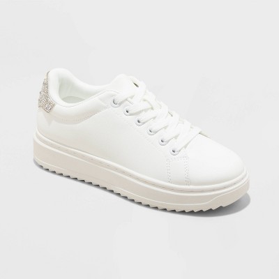 Women's Peggy Rhinestone Fashion Sneakers - A New Day™ Silver