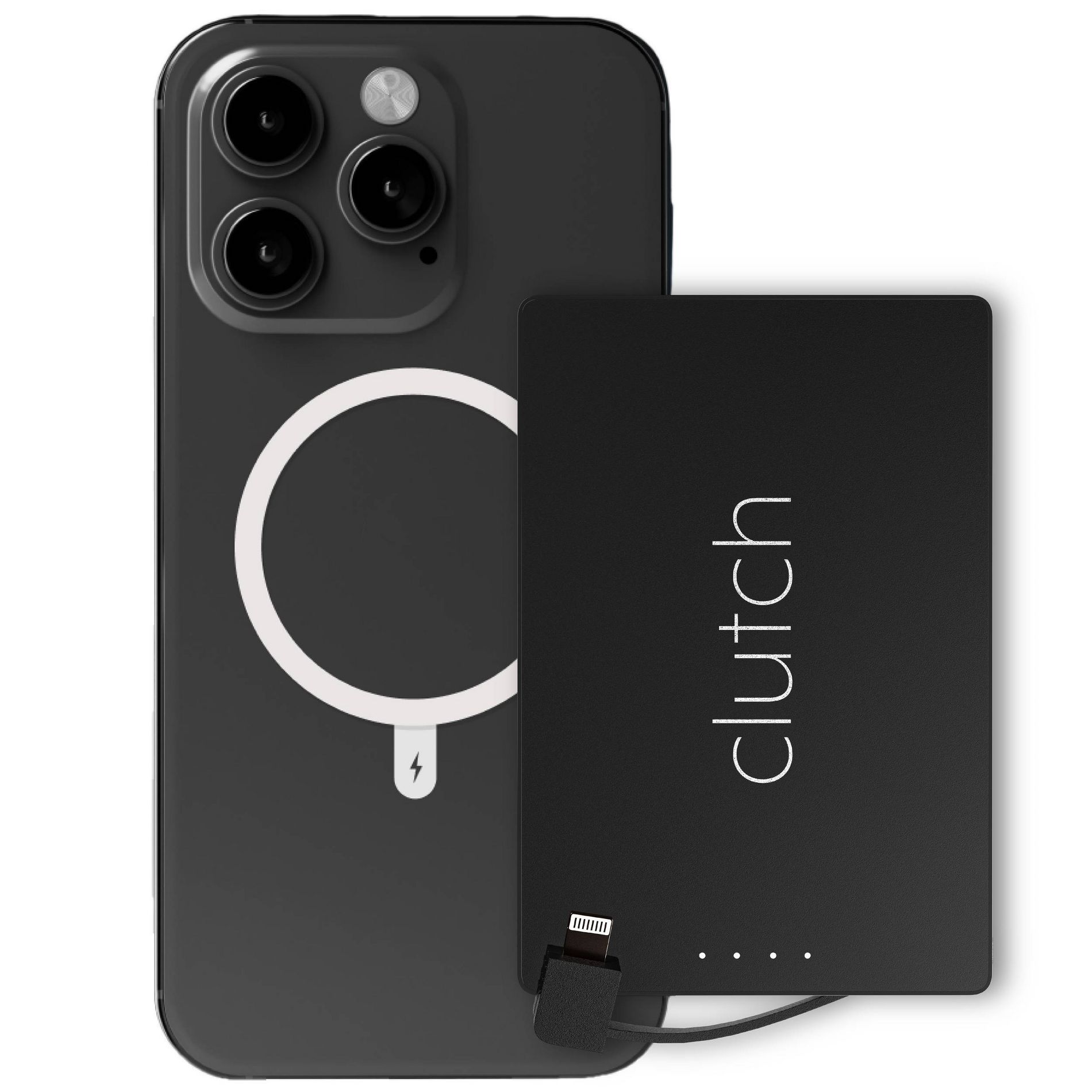 Clutch Pro Lightning 5000mAh Ultra Thin Magnetic Portable Charger with Built-In Charging Cable