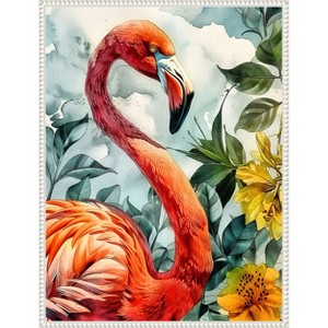 Amanti Art Flamingo in Flowers by Justyna Jaszke Framed Canvas Wall Art - 1 of 4