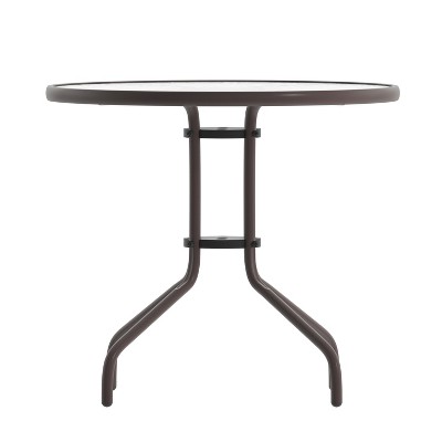 Contemporary 57'' Bronze and Clear Glass Round Dining Table