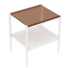 PAGED Coffee Tables Set of 2 Simple End Table with Storage Shelf, Glass Tabletop and Black Legs 2-Piece Side Tables for Living Room - 4 of 4