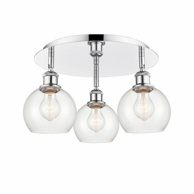 Athens - 3 Light Flush Mount In Industrial Style-8.63 Inches Tall and 17.75 Inches Wide
