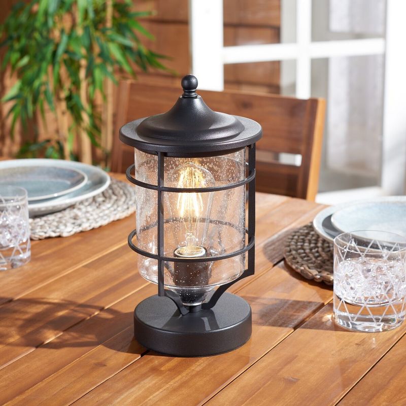 Rueda Outdoor Table Accent Lamp - Black - Safavieh., 4 of 5