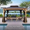 Kozyard Apollo Hardtop Gazebo Wooden Coated Aluminum Frame Canopy with Netting Galvanized Steel Double Roof for Patio Deck Lawn - 2 of 4