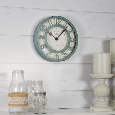 8" Raised Farmhouse Number Wall Clock Teal - FirsTime & Co.