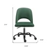 HomeRoots Green and Black Steel and Velvet Adjustable Swivel Rolling Conference Office Chair - 3 of 4