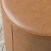 KINWELL Faux Leather Round Upholstered Footstool PU Ottoman, 24"x13" - 4 of 4