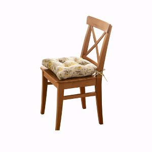 Ellis Cirtain Regency Jacobean Floral Soft Reversible Chair Polyester Fill Cushions Pad 15"x14" Navy - 1 of 4