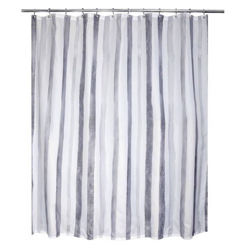 Watercolour Striped Fabric Shower Curtain Gray/white - Moda At Home ...