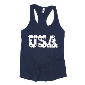 Simply Sage Market USA Distressed Stars Racerback Tank - 1 of 4