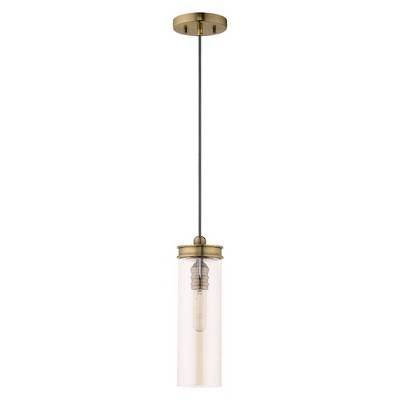 Chic Antique Brass 1-Light Mini Pendant with Champagne Glass