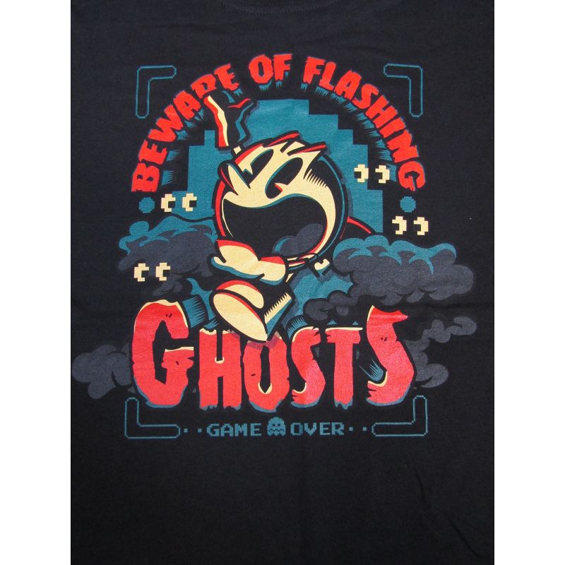 PacMan Beware Of Flashing Ghost Men's Black Tshirt, 2 of 3
