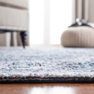 Classic Vintage Blue and Aqua Handmade Cotton Rug
