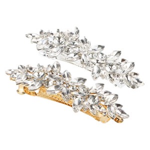 Unique Bargains Women's Rhinestone Hair Barrettes 2 Pcs - 1 of 4