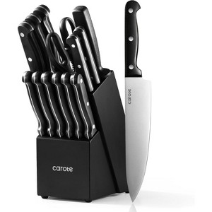 CAROTE 14 Pieces Knife Block Set, Forged, High Carbon Stainless Steel Sharp Blade Block Knife Set, Black - 1 of 4