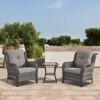 POCASSY 3 Piece Patio Furniture Set, All Weather Wicker Accent Lounge Club Patio Chairs with Side Table for Porch Balcony - 2 of 4