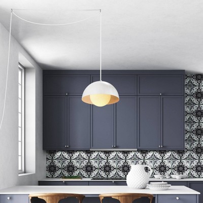 Amelia Matte White 10.8" Glass Bowl Pendant Light