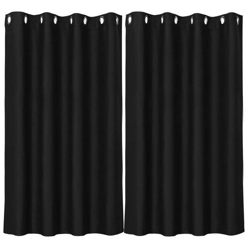 PiccoCasa Rod Pocket Solid Blockout Curtains Darkening Insulated Curtain 2 Panels, 2 of 5