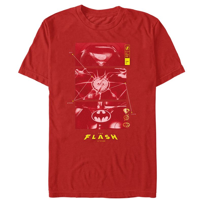 Men's The Flash Superheroes Chest Logos T-Shirt, 1 of 6