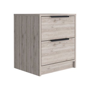 Gulches Light Gray Nightstand with 2 Drawers & Metal Handles - Modern & Durable - 1 of 4