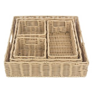 WeThinkStorage Set of 5pc Storage Bins Resin Rattan - 1 of 4