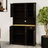 MAYEERTY Black 71" Kitchen Pantry Cabinet, Microwave Countertop Design 6 Doors 1 Drawer Adjustable Shelves - 4 of 4