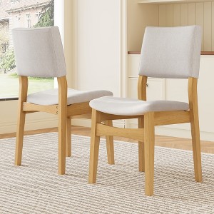 Set of 2/4 Stackable Dining Chair Upholstered Kitchen Chair Armless Chair with Padded Seat & Back, Solid Wood Frame - Modernluxe - 1 of 4