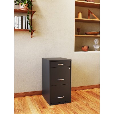 Charcoal 3-Drawer Lockable Mobile Metal File Cabinet