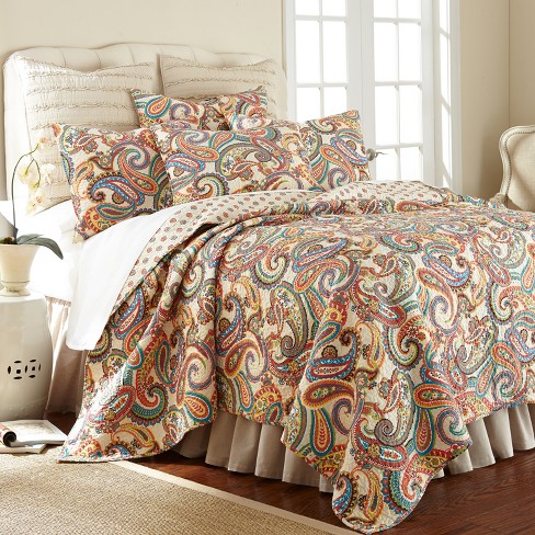 Alyssa Paisley Paisley Quilt Set - King Quilt and Two King Pillow Shams  Multi - Levtex Home