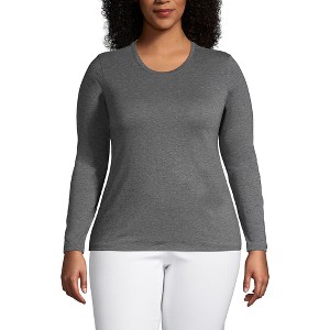 Lands' End Women's Relaxed Supima Cotton Long Sleeve Crew Neck T-Shirt - 1 of 4