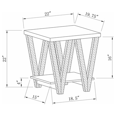 Transitional Black and Gray Wood Rectangular End Table