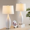 Maxax 31" Tall Ceramic Table Lamps Set of 2, White Rustic Nightstand Lamps for Living Room Bedroom Office - 2 of 4