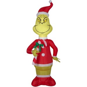 Grinch Christmas Airblown Inflatable w/Red and White Candy Cane, 4 ft Tall, Multicolored - 1 of 3
