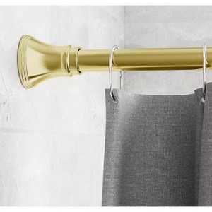 Home Mart Goods Metal Shower Curtain Tension Rod Rust Resistant Non-Slip Brushed Gold - 42"-72" - 1 of 2