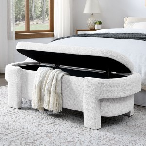 NicBex Modern Chenille Pull-Open Top Ottoman Bench,Upholstered Oval Storage Ottoman for Living Room,Bedroom - 1 of 4