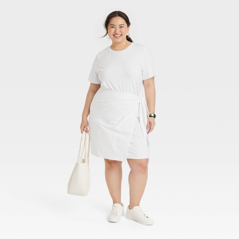 Women's Short Sleeve Mini T-Shirt Wrap Dress - A New Day™, 4 of 5