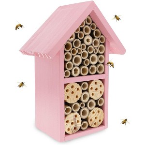 Bright Creations Pink Wood Hive Mason Bee Houses Insect Home for Garden (7.4 x 10.15 x 4.65 Inches) - 1 of 4