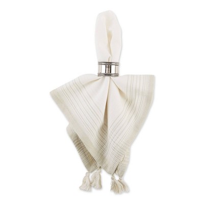 6pk Cotton Striped Napkins with Tassels Natural  - Design Imports
