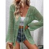 Women's Crochet Cardigan Light Weight Long Sleeve Tie Front Hollow Out Thin Cardigan - 4 of 4