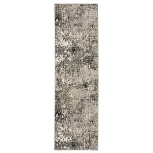 Nirvan Geometric Abstract Indoor Area Rug Gray/Ivory - Captiv8e Designs - 1 of 4