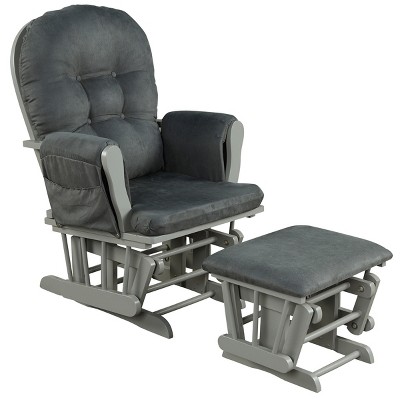 Tangkula Rocking Chair Baby Nursery Chair Glider with Ottoman &Storage Pocket Dark Grey