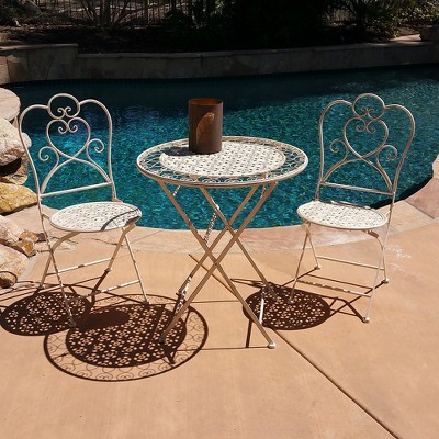 Modern Home Marseilles Antiqued Iron 3pc Folding Bistro Set