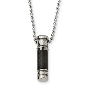 Black Bow Jewelry Stainless Steel Carbon Fiber Cylinder Necklace - 1 of 4
