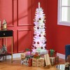 HOMCOM 5ft Tall Pencil Prelit Artificial Christmas Tree Holiday Décor with 250 Colorful Surface Branches, 150 Colorful LED Lights, White - 3 of 4